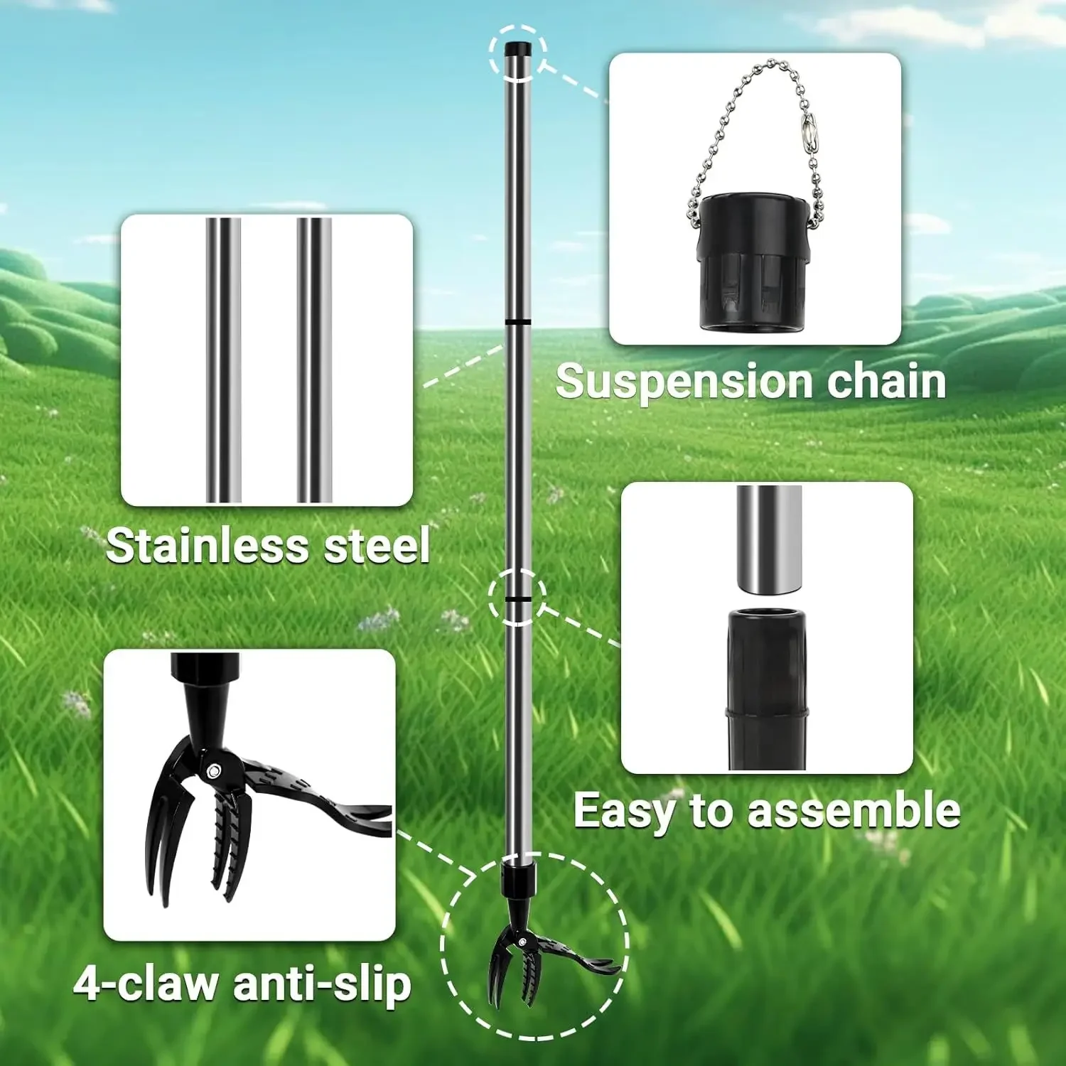 Stand Up Weed Puller Claw Tool Aluminum Alloy Weeding Head Replacement Garden Foot Pedal Digging Grass Shovel Root Remover