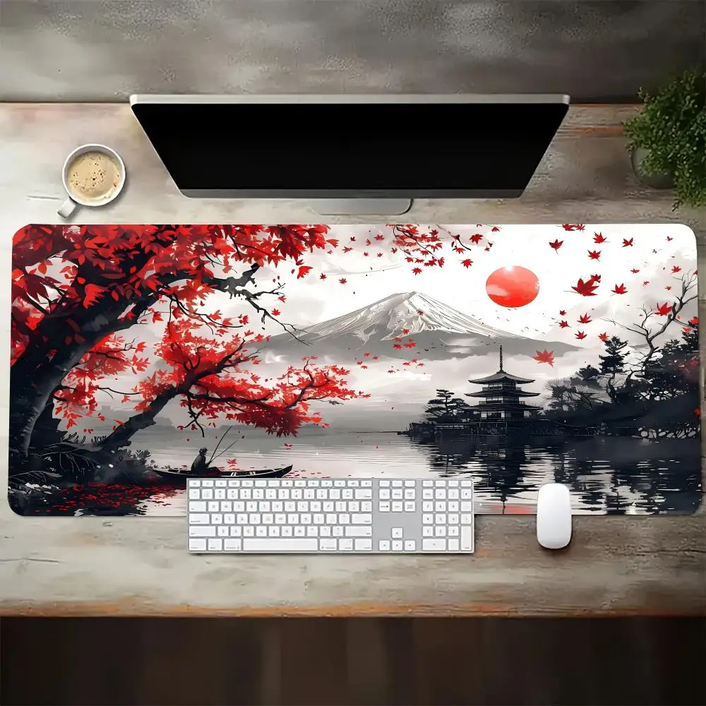 Playmat Classic Japanese Fuji Mountain Red Maple Red Sun Art Large Size Mouse Pads For Laptop Game Table Mat