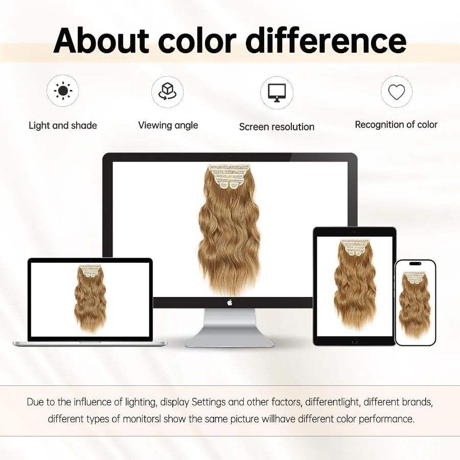 وصلات شعر كليبين قوية 20 بوصة البسكويت البني الاصطناعية متموجة الشعر للنساء المظهر الطبيعي الامتلاء والحجم في