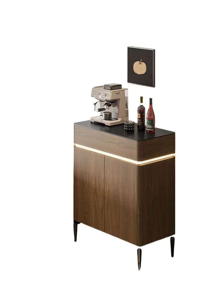 

Integrated living room walnut rock slab locker small coffee side cabinet 2025 new tea cabinet