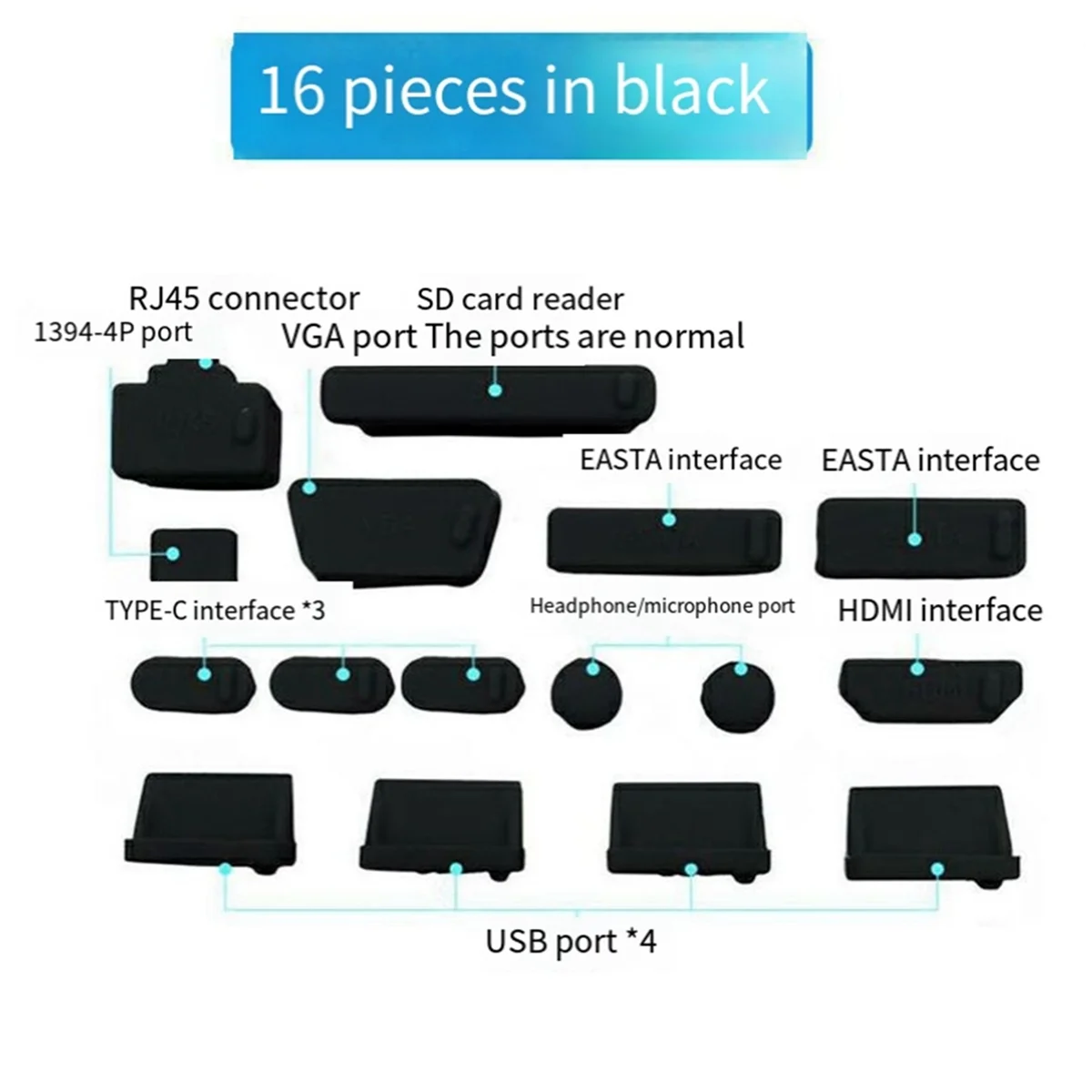 16Pcs Dust Plug Laptop Universal USB Dust Plug Computer Interface Waterproof Cover