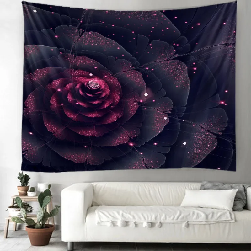 Fractal Flower Mandala Tapestry Colorful Abstract Bohemian Wall Hanging Psychedelic Witchcraft Hippie Home Decor Big Tapestry