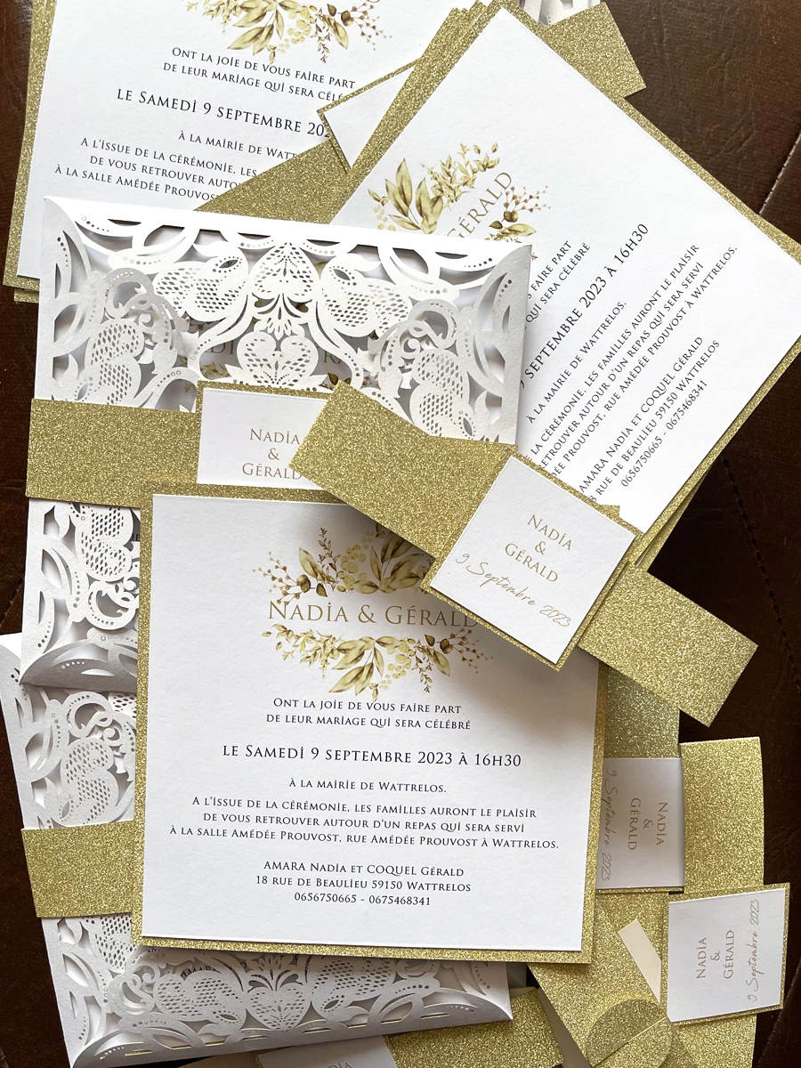 Deluxe Customized Wedding Invitation Cards Laser Printed Engagement Holiday Gratitude Party RSVP Card Decoration