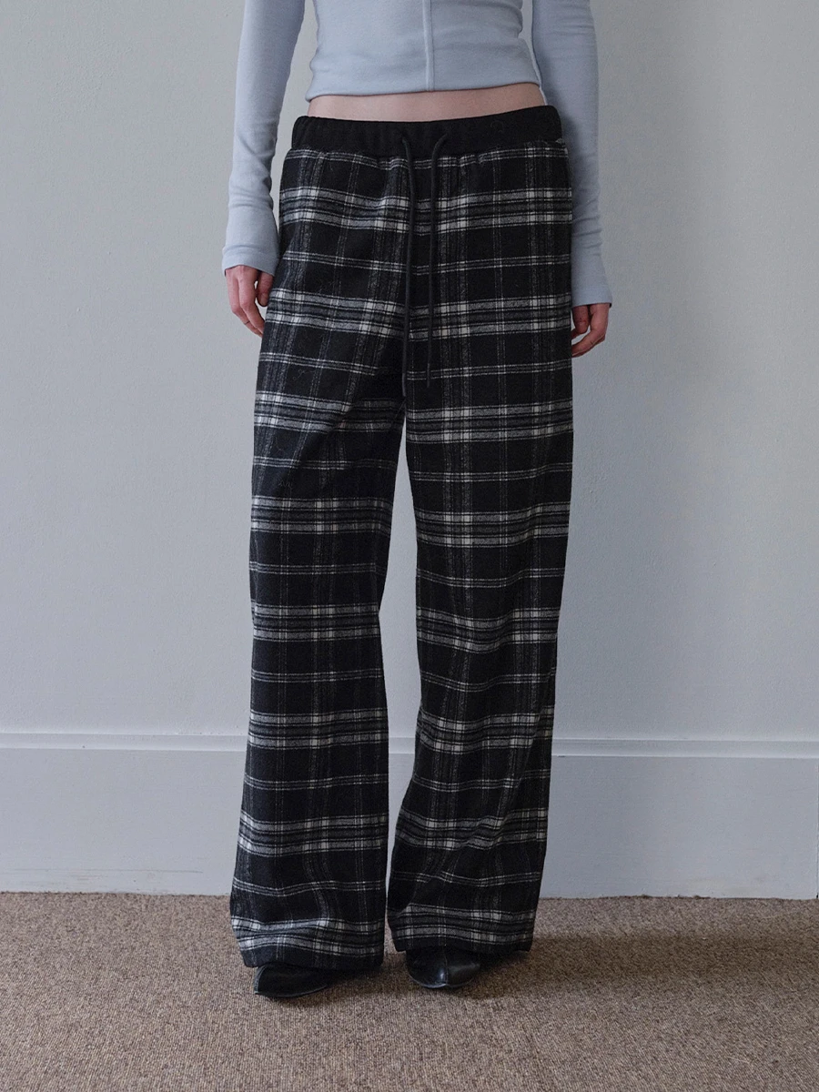 

Bla Plaid Loose Wide Leg Casual Pants for Women Autumn Winter New Sle Retro Korean Loose Fit Straight Leg Trousers
