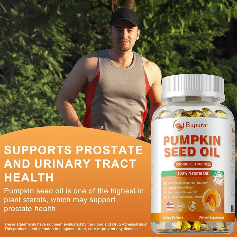 

Pumpkin Seed Oil Capsules - Antioxidant, Reduce Fatigue, Regulate Hormonal, Support Prostate and Urinary Tract Health