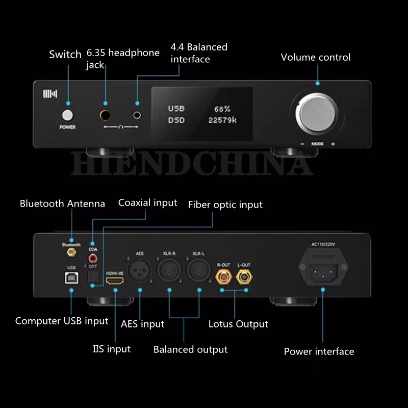 A8 Digital Audio DAC Decoder Dual ES9039 PRO Flagship Chip Bluetooth 5.1 Discrete Op Amp MQA Ear Amp Integrated Machine