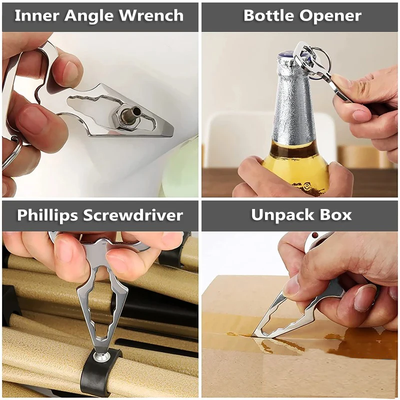 Outdoor EDC Survival Tool, Multifunctional Self-defense Spike,Wrench,Bottle Opener,Keychains for Outdoor,Camping,Hiking,Street