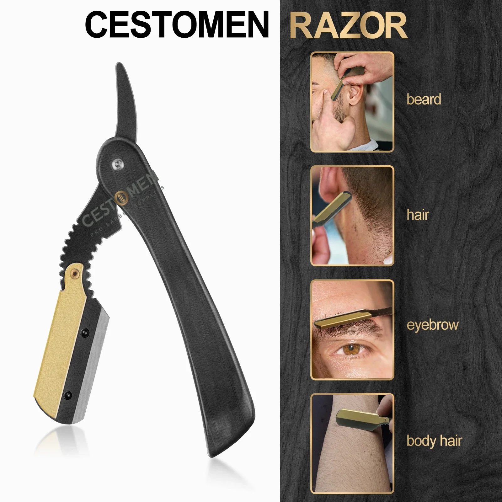 Men\'s Professional Folding Manual Shaver Straight Edge Stainless Steel Barber Razors Shaving Shave Beard Cutter Trimming Tools