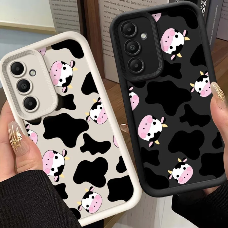 Cartoon Cow Phone Case For Samsung Galaxy Wide 8 7 Quantum 6 5 Buddy 4 3 2 A24 A34 A32 A22 A23 A14 A26 A36 A56 A33 Cover