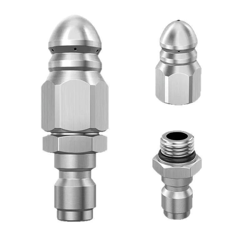 Water Jet High Pressure Sprayer Nozzle Clean Sewer 1/4" Stainless Steel Pressure Washer Quick Plug Drain Hose Nozzle Tool Water image 4