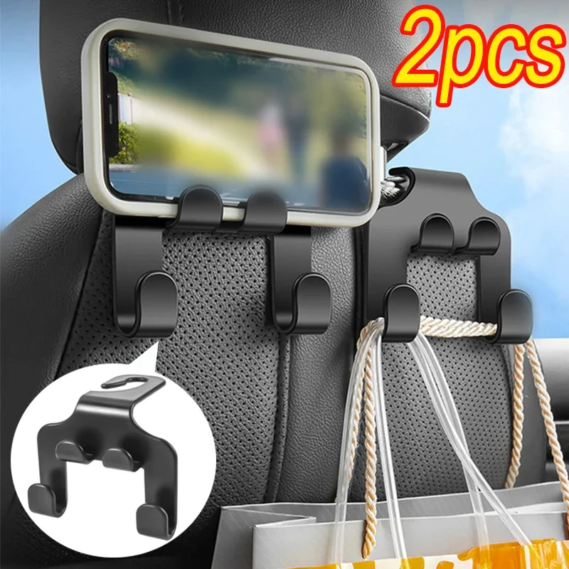 Multifunctional Car Seat Back Hook Double Head Phone Hanger Headrest Hanging Bag Storage Hanger Car Interior Accessories