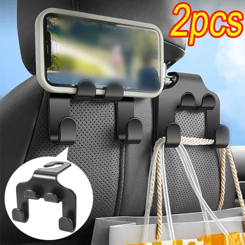 Gancho trasero multifuncional para asiento de coche, colgador de teléfono de doble cabezal, bolsa colgante para reposacabezas, colgador de almacenamiento, accesorios de Interior de coche