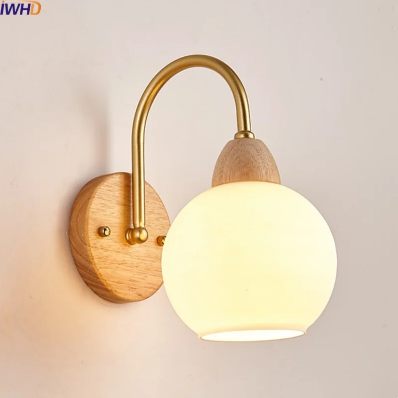 

IWHD Home Decor LED Wall Lamp Sconce Balcony Living Room Bedroom Iron Glass Modern Bathroom Mirror Light Fixtures Nightlights