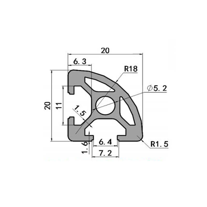 1/2/4/ 6 Pcs Black Anodic Oxidation Rail 2020R T-Slot Aluminum Profile EU 100mm-550mm 3D Printer Track DIY Frame Linear Guide