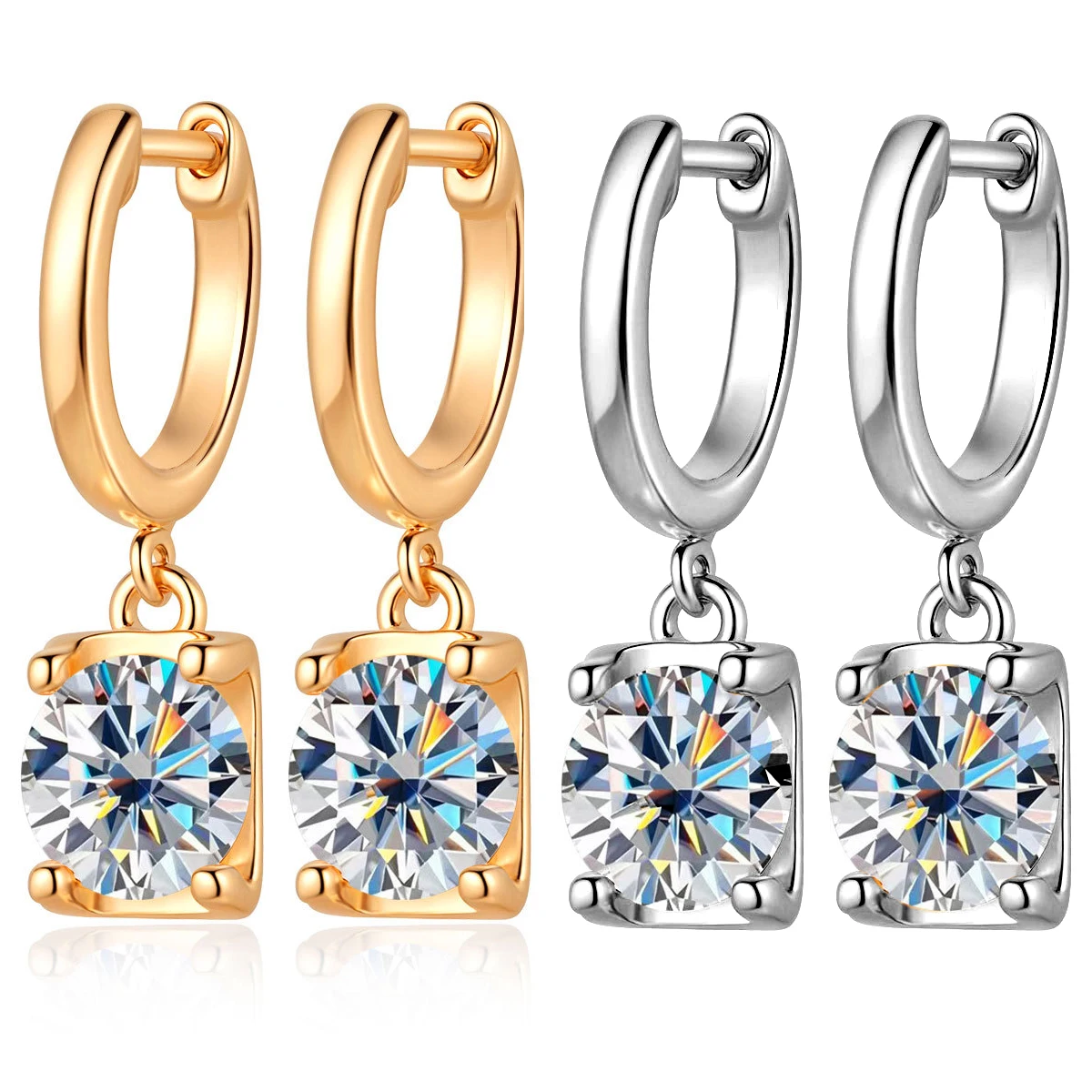 

Super Flash Moissanite Drop Earrings Total 2 Carats with Certificate Tested by Diamond S925 Silver Women's Wedding Jewelry Gift