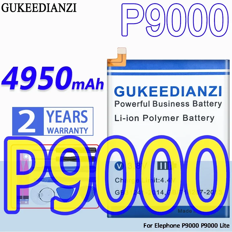 High Capacity GUKEEDIANZI Battery 4950mAh For Elephone P9000 Lite Mobile Phone Batteries