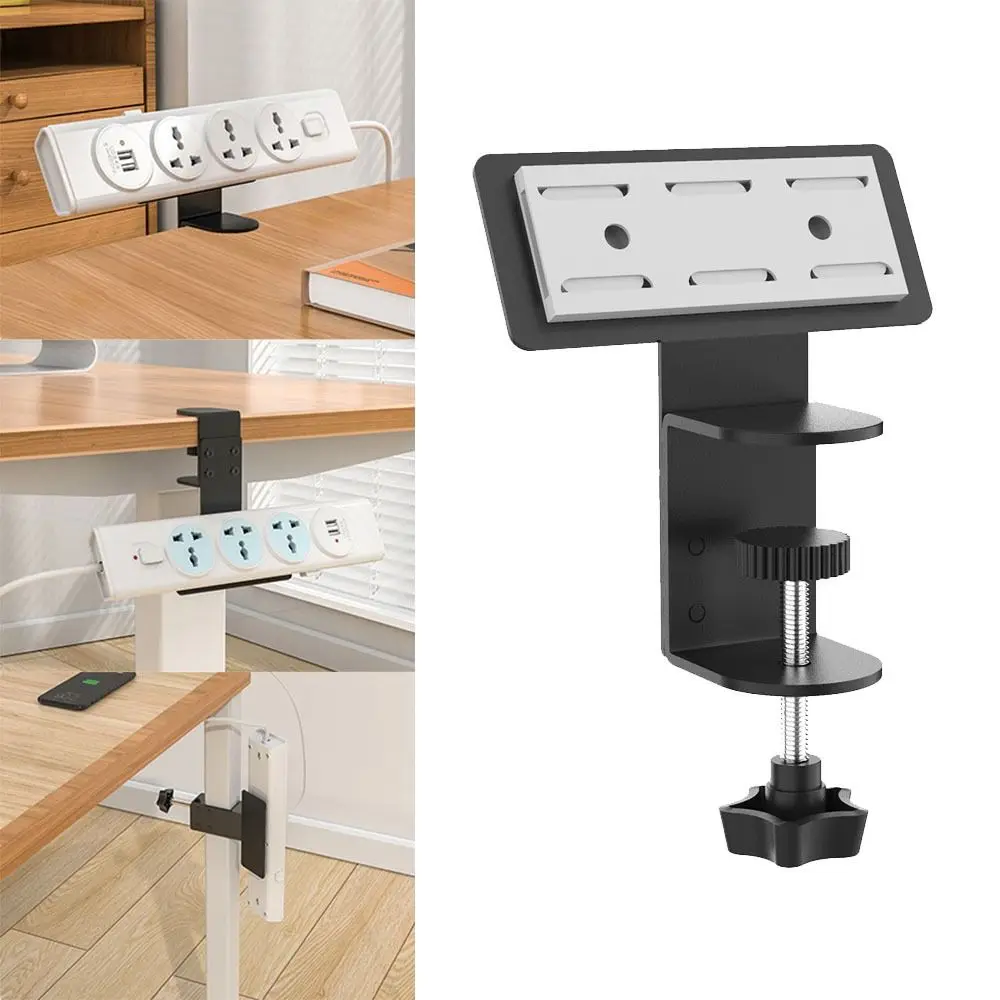 

Clamp on Under Desk Power Strip Holder Adjustable Clamp No-Drill Cable Management Tray Space Saving Easy To Install