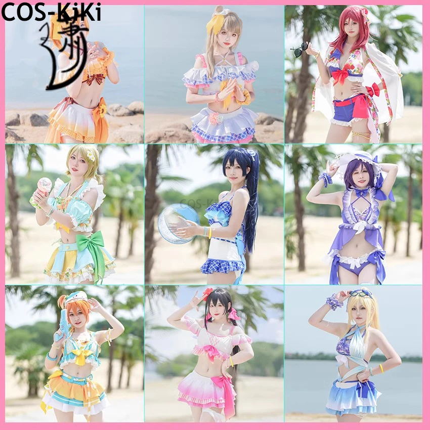 COS-KiKi Anime Lovelive Ayase Eli/Yazawa Niko/Minami Kotori Game Suit Sexy Lovely Swimsuit SJ Uniform Cosplay Costume Women