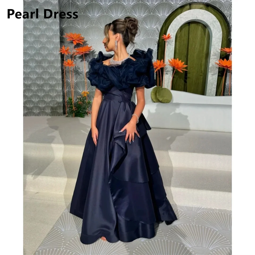 

Pearl Wedding Dress Evening Dresses for Special Occasions Ground Length Line A Satin Elegant Party Dresses Woman Custom Made