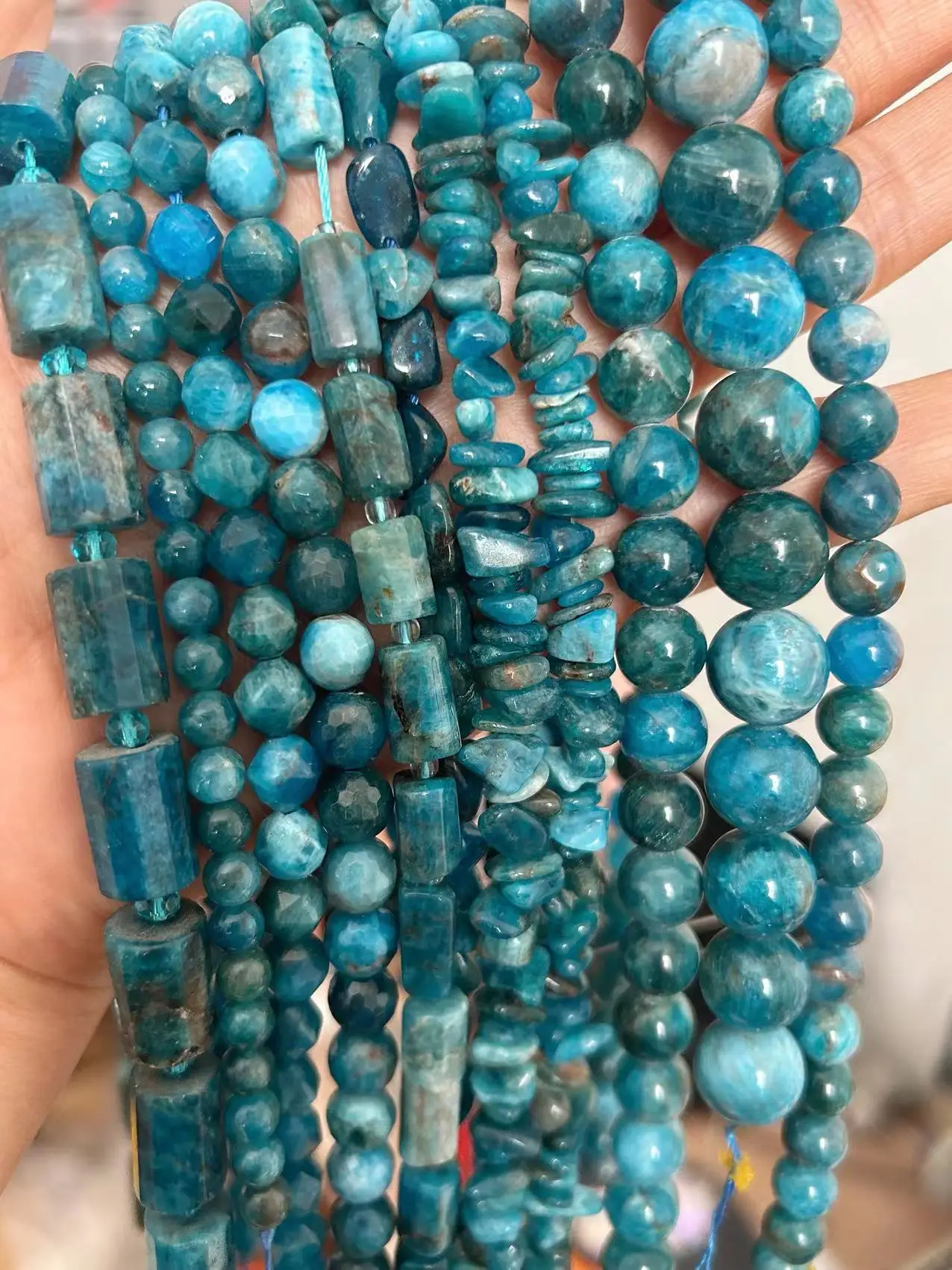 15inch Different Shapes Natural Apatite Stone Loose Spacer Jewelry Making Beads