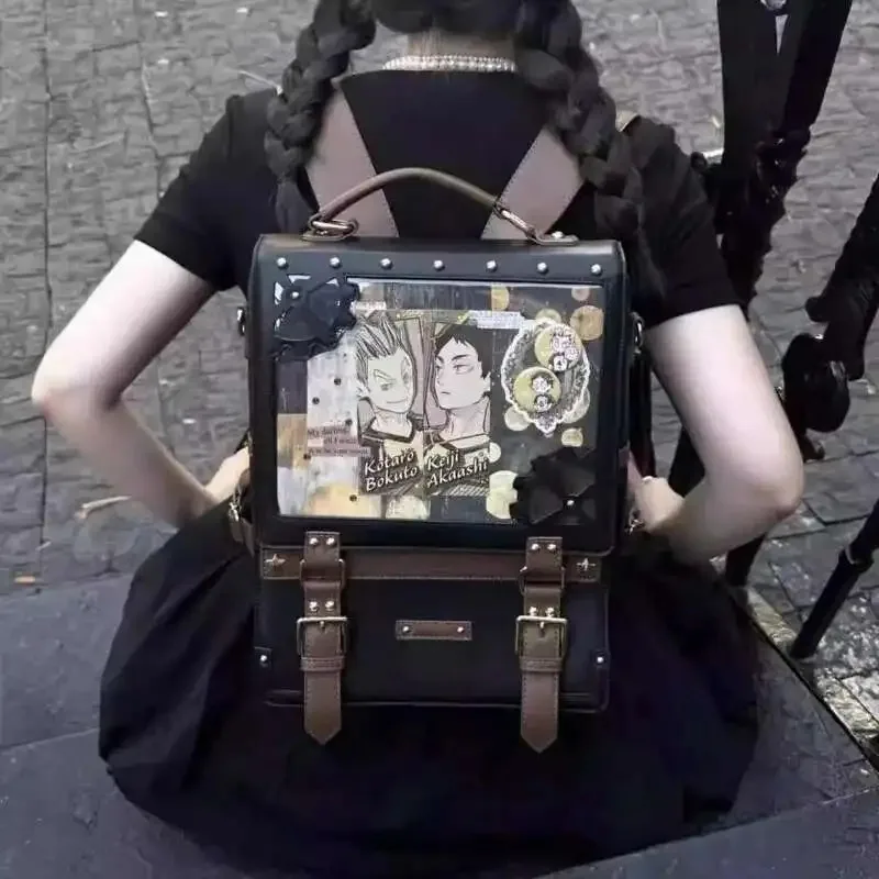 

Женский рюкзак Ita в стиле панк, новая мода, винтажный рюкзак «сделай сам», прозрачная сумка в стиле Лолиты для девочек, повседневный школьный рюкзак в стиле Харадзюку