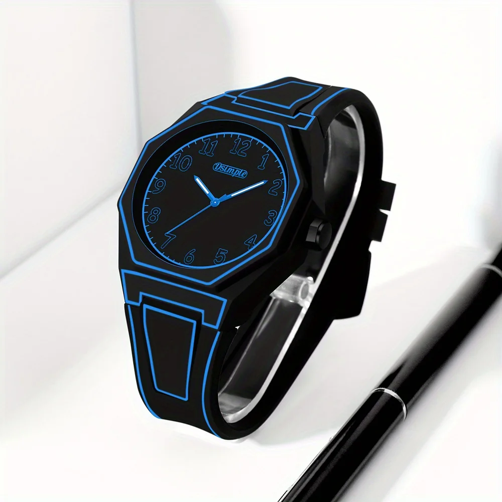 Preppy Style Quartz Wrist Watch - Round Dial, Electronic Drive, Silicone Strap, Unisex image 5