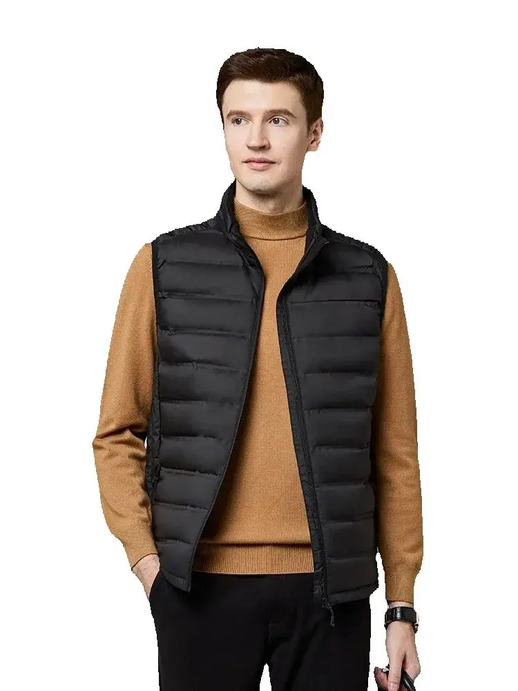 90% plumón de pato blanco invierno pareja chaleco sin mangas chaqueta acolchada forro de grafeno cuello alto cálido chaleco abrigos talla grande 8XL