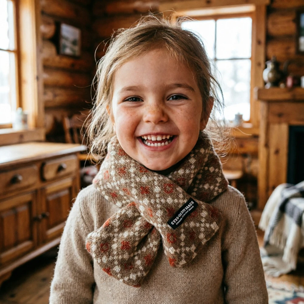 Baby Scarf for Children Autumn Winter Scarves Cute Acrylic Knitted Neckerchief‌ Girls Boy Printed Neck Wrap Kids Accessories