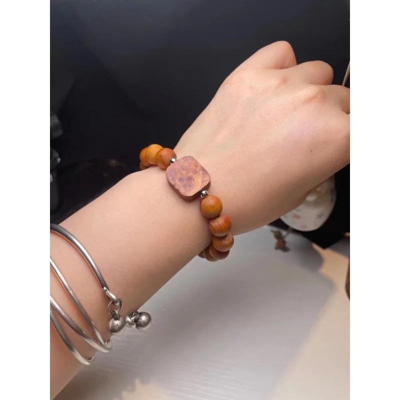 Taihang Mountain Beads, Old Material Cliff Cypress, Unisex Bracelet, High Oil Content, Dense Knots, Bird'