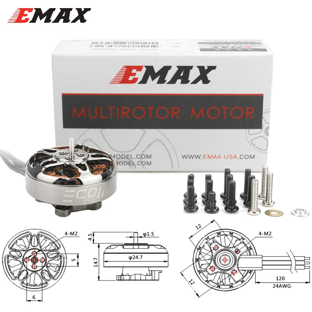 Emax ECOII ECO II 2004 1600KV 2000KV 3000KV 3-6S RC Lipo 3mm Shaft CW Brushless Motor For Multirotor FPV Drone Quadcopter