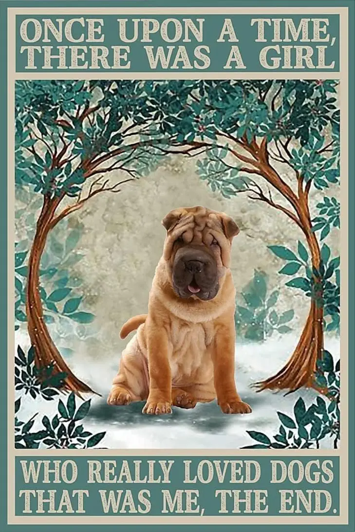 Metal Sign Tin Metal Poster Sign Shar Pei Retro Metal Tin Sign Vintage Aluminum Sign for Home Coffee Wall Decor 8x12