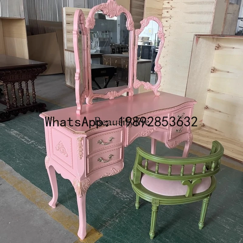 الفرنسية الرجعية القديمة الوردي مضمد الشمال الزجاج الصلب الخشب نحت زهرة خلع الملابس