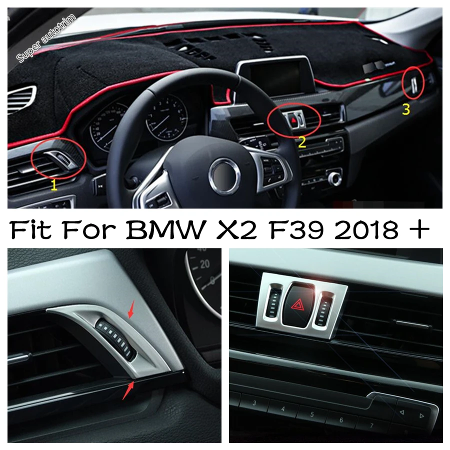 

Lapetus Interior Accessories Fit For BMW X2 F39 2018 - 2021 Front Air Condition AC Outlet Vent / Warning Light Cover Trim 3PCS