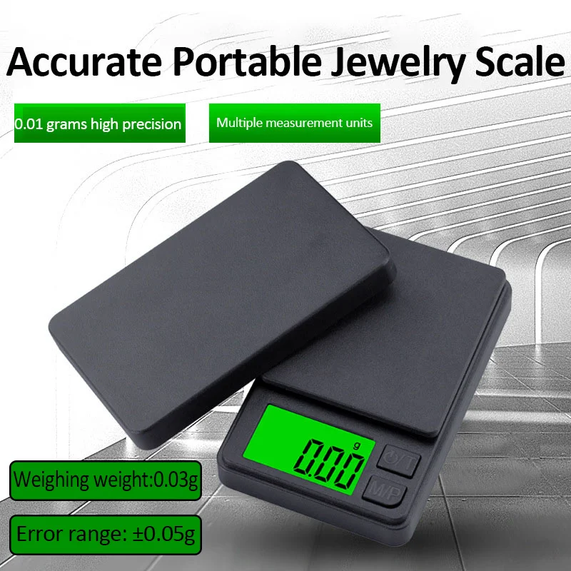 0.01g Accurate Electronic Mini Jewelry Gram Scale Portable LCD Kitchen Scale Backlight Multi-units Accurate Mini Kitchen Scale