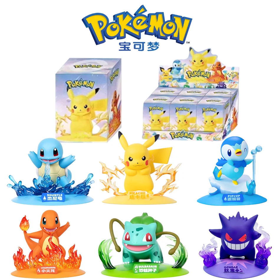

1-12 Pok é mon Action Dolls Pikachu Blind Box Anime Models Desktop Decorations Pok é mon Toys Children's Birthday Gifts