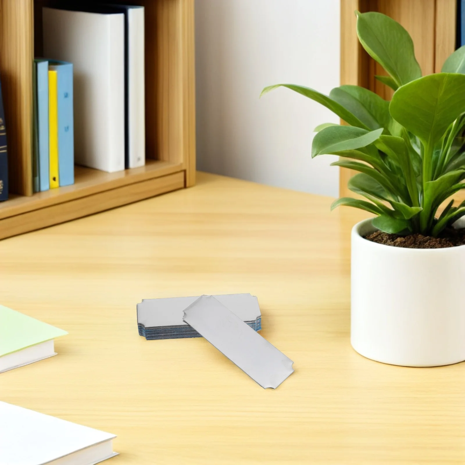 

20Pcs Stainless Steel Name Plates Blank Rectangle Engraving Tags Office Desk Adhesive Metal Business Card Badge