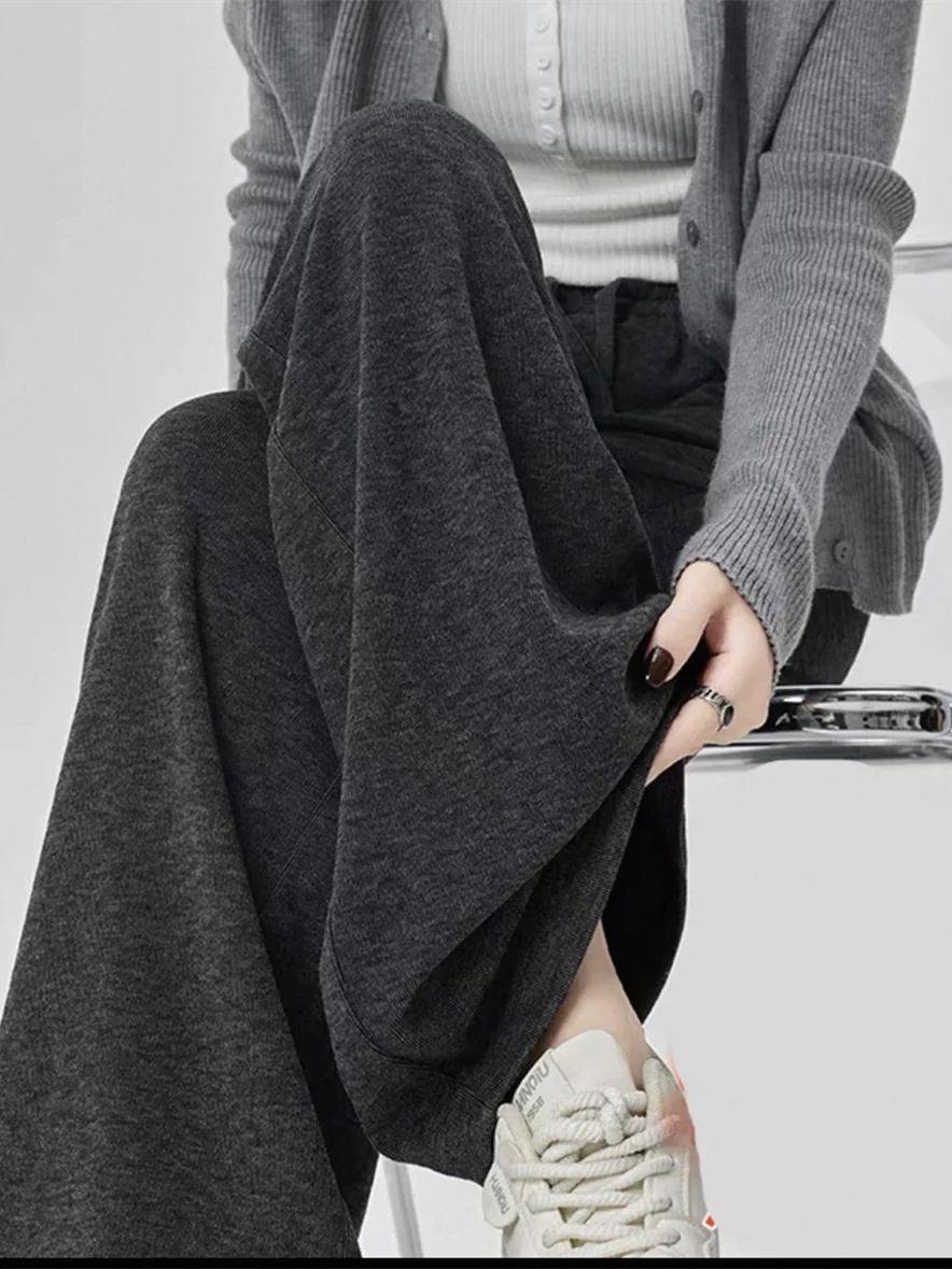 Pantalon à jambes larges Vintage pour femmes, imprimé de couleurs unies, rubans en velours d'automne, plis drapés, doux, Social, haute rue, rétro