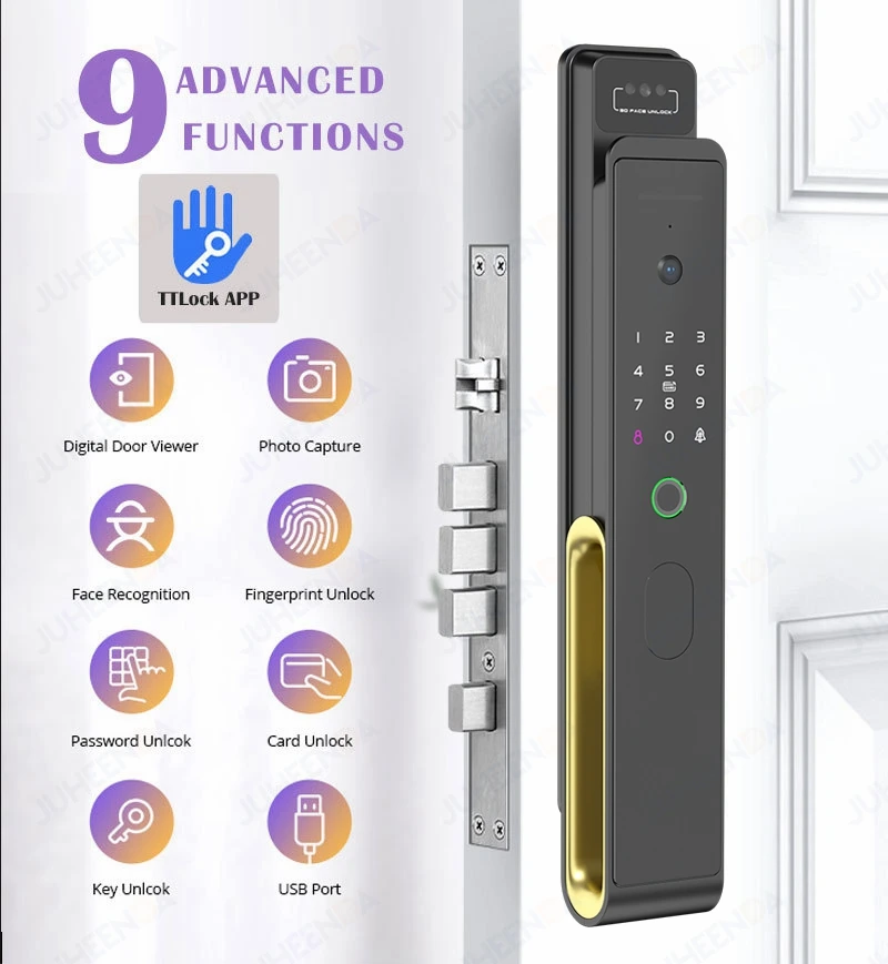 TTLock WiFi 3D Face Recognition Smart Door Lock With Camera Remote APP Control Real Time Intercom Fingerprint Electronic Lock