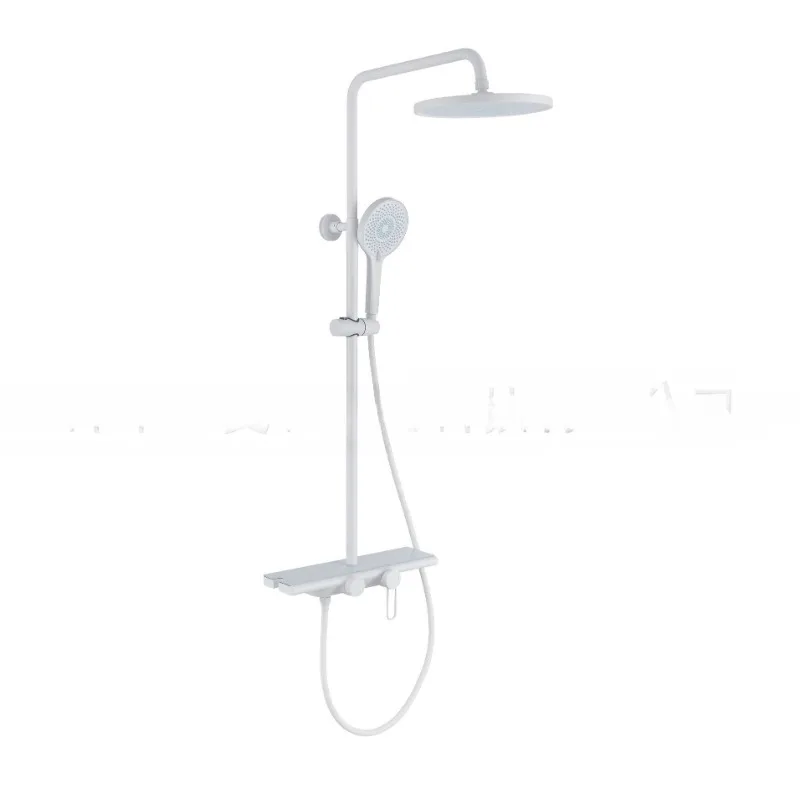 

White Seamless Wall-Mounted Supercharged Hot and Cold Simple Shower Suit Household Small Apartment Split Waterfall Storage