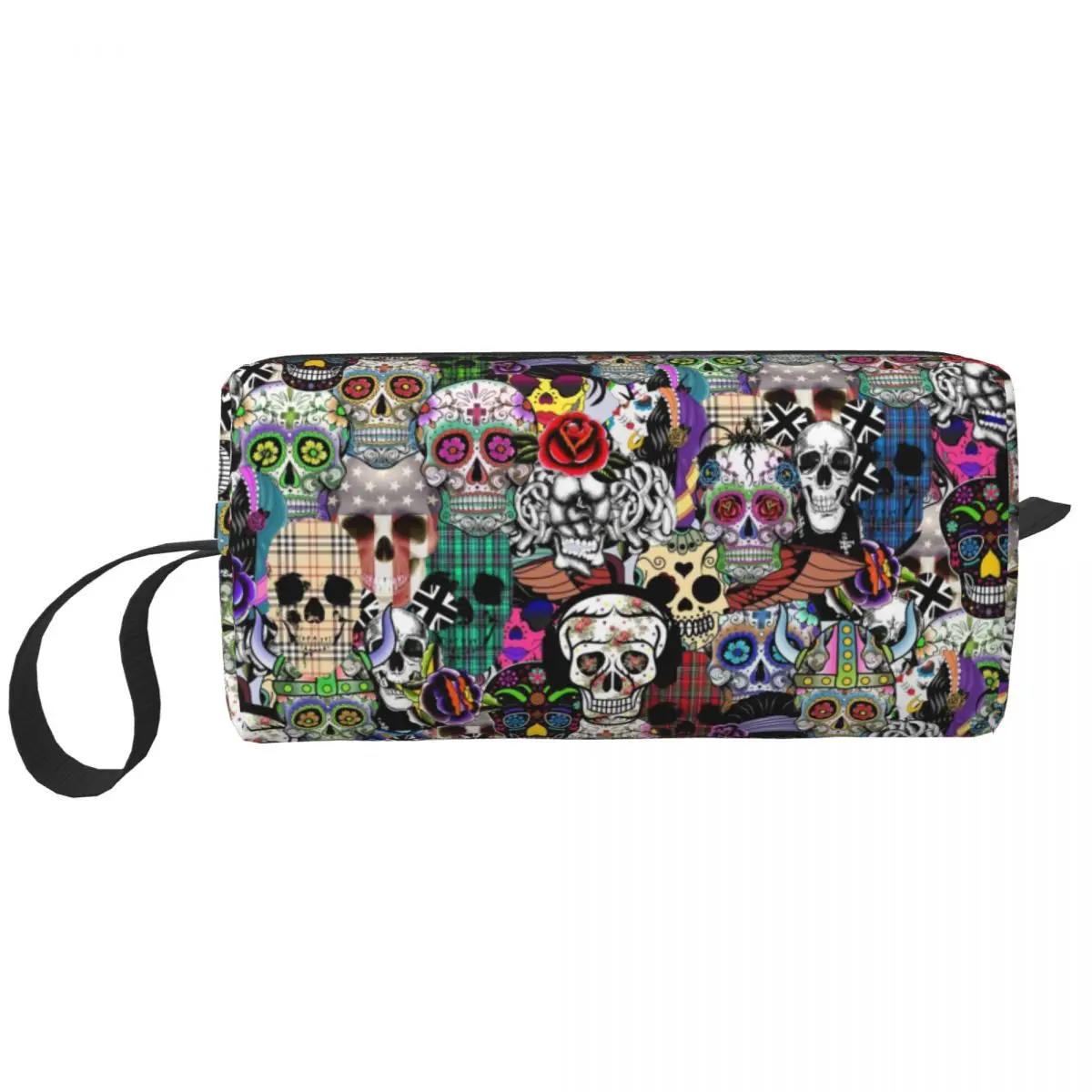 Fashion Skull Print Horror Travel Toiletry Bag for Women Skeleton Death Makeup Cosmetic Bag Beauty Storage Dopp Kit