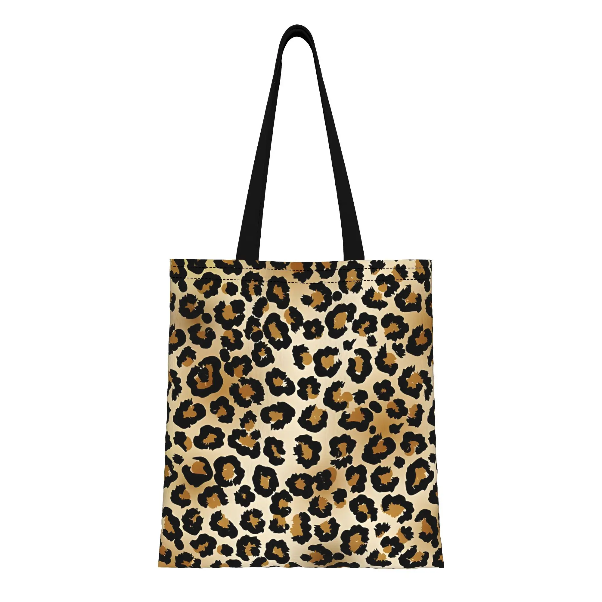 

Brown Leopard Print Leopard Print Canvas Tote Bag Perfect for Travel Women's Top-Handle Bags