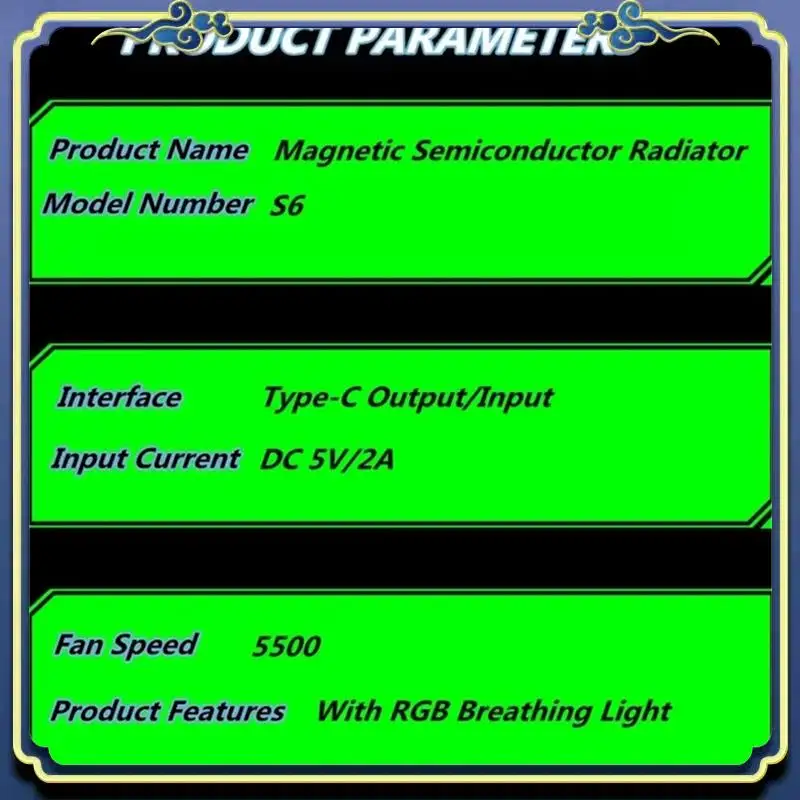 S6 Mobile Phone Radiator Magnetic Semiconductor Refrigeration Game Radiator Suitable For Game Accessories Parts Cooling Fan