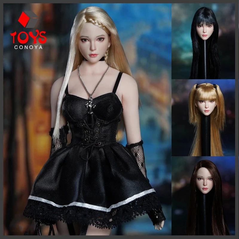 

SUPER DUCK SDH028 1/6 Scale Beauty Long Hair Head Sculpt Carving Model Fit 12'' Female Soldier Action Figure Pale Body Dolls