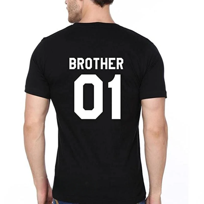 

Brother 01 02 Harajuku Print Graphic Fashion Street wear trend casual summer men women universal crew-neck short-sleeved T-shirt