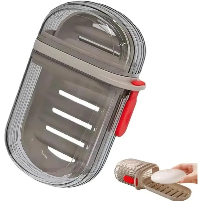 Portable Sealed Drainable Soap Box with Lid Creative Travel Soap Case for Business Trip Bathroom Use