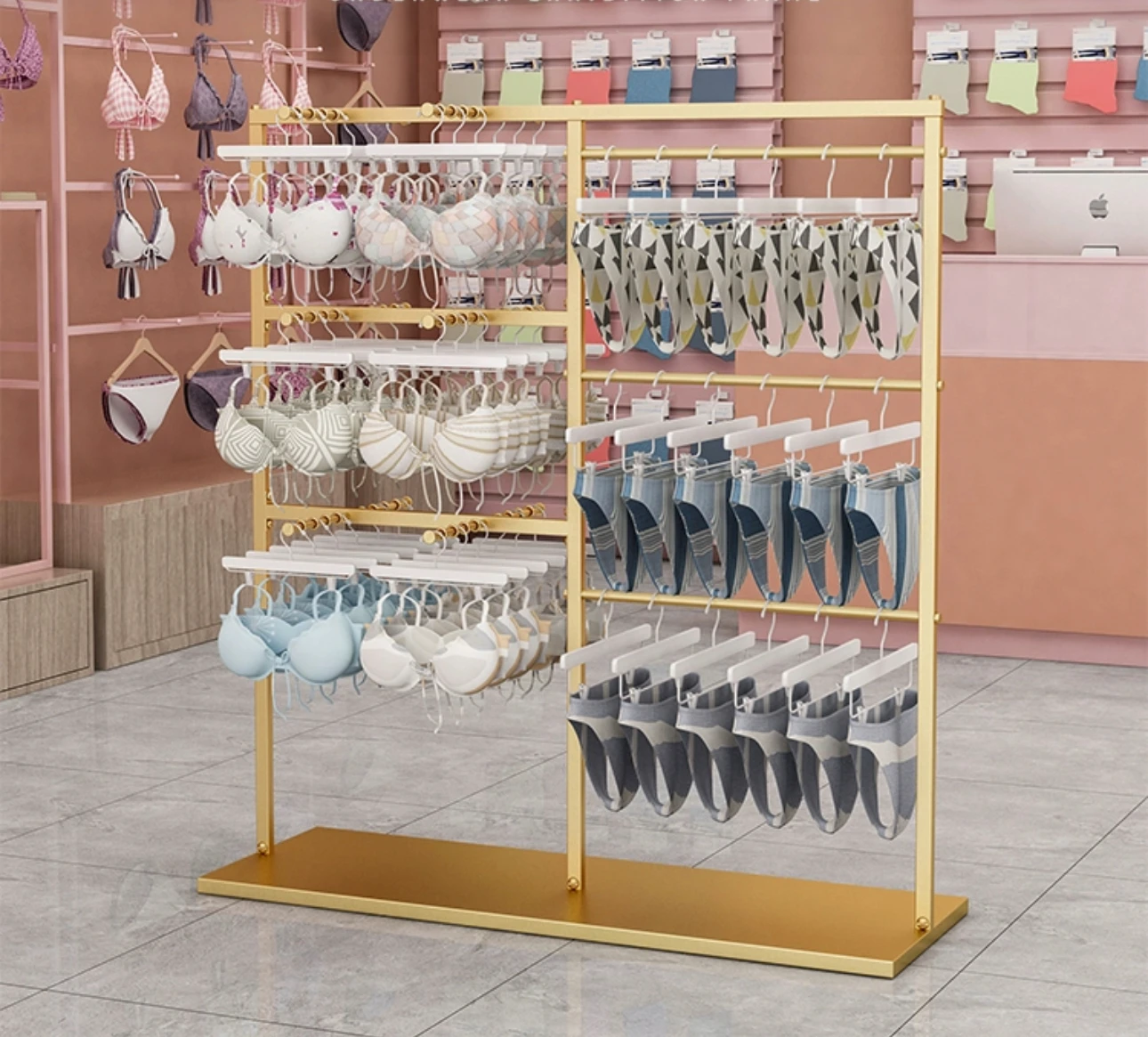 Clothing store underwear display stand single-sided floor-standing skirt pajamas display stand shorts bra wall shelf