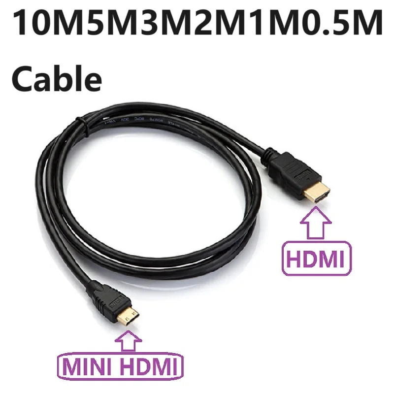 Mini HDMI-compatible to HDMI Cable 1080p 3D Gold Plated Plug For Monitor Tablet Camera DV graphics card HDTV Display Projection