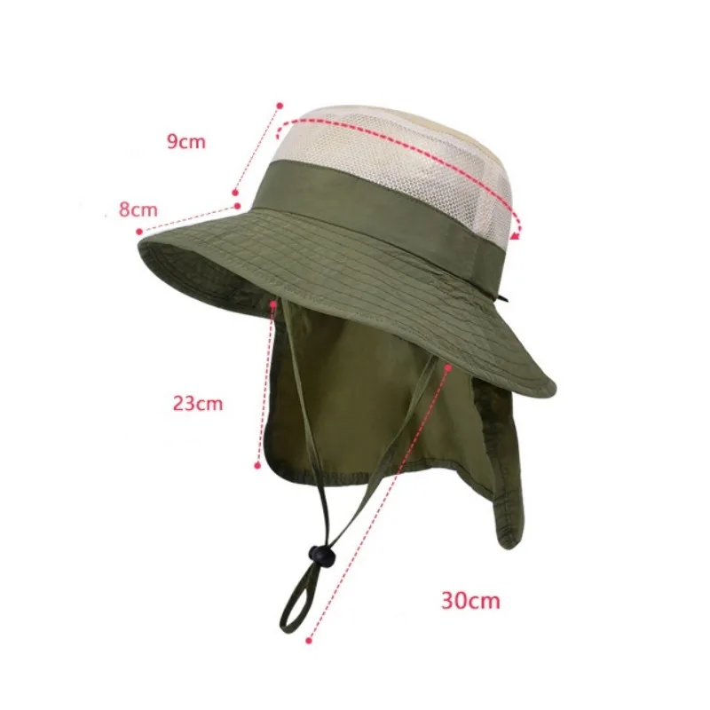 Fashion Summer Hat for Kids Beanies Breathable Outdoor Sunscreen Sunhat Neck Protection Scarf Boy Girl Bucket Hat