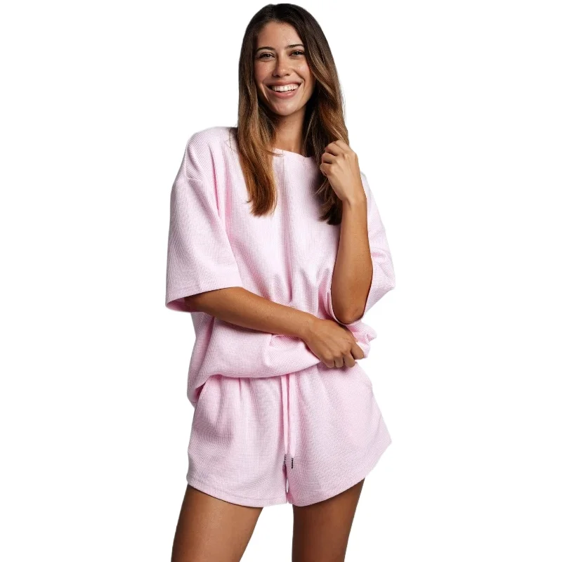 

2026 Summer New Style Fashionable European and American Women's Tops Solid Color Loose Shorts Casual Versatile Suits for Women