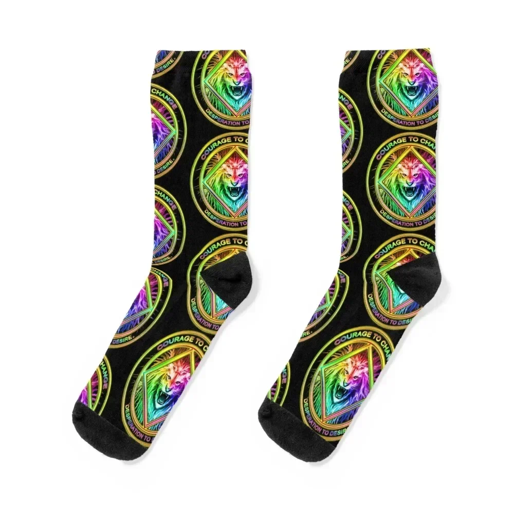

NA COURAGE TO CHANGE - LION Socks designer ankle hockey Male Socks Women's